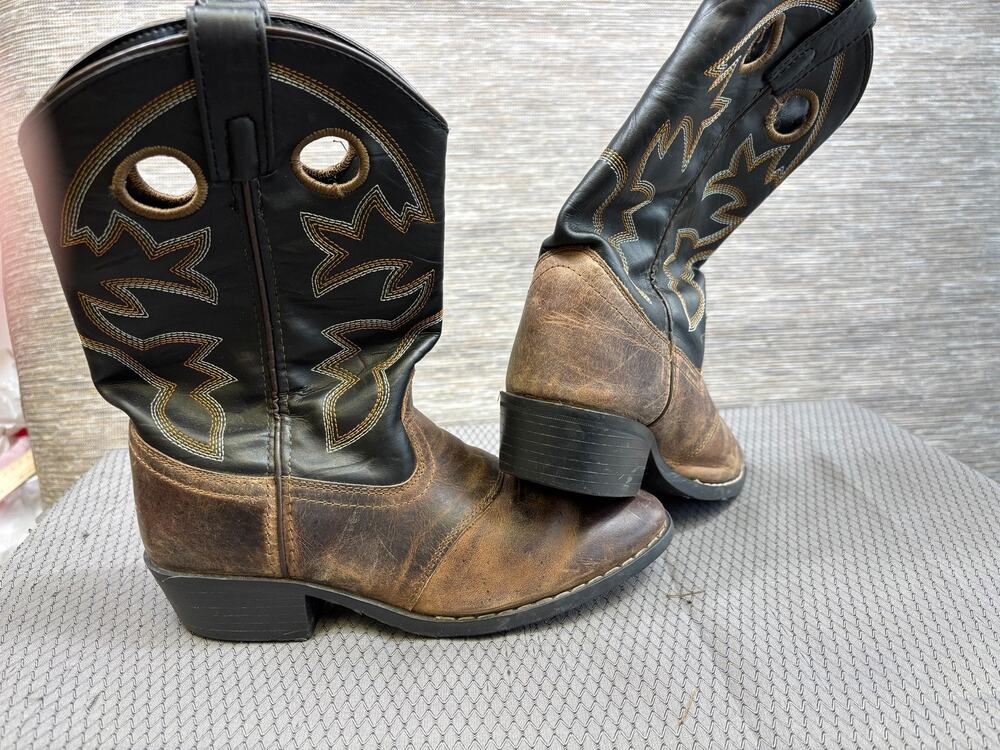 Cody James Western Boots Kids Size 5D Brown Black Embroidered Pull On 41479Y